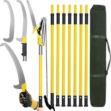 Manual Pole Saws for Tree Trimming 27 FT, Trimmer Long 27 Yellow 
