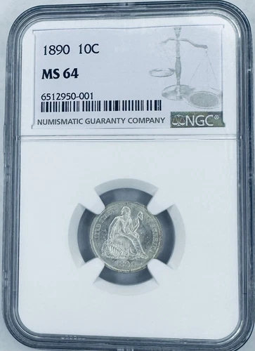 1890 Seated Liberty Silver Dime NGC MS64 ⭐️APPEALING CONTRAST⭐️
