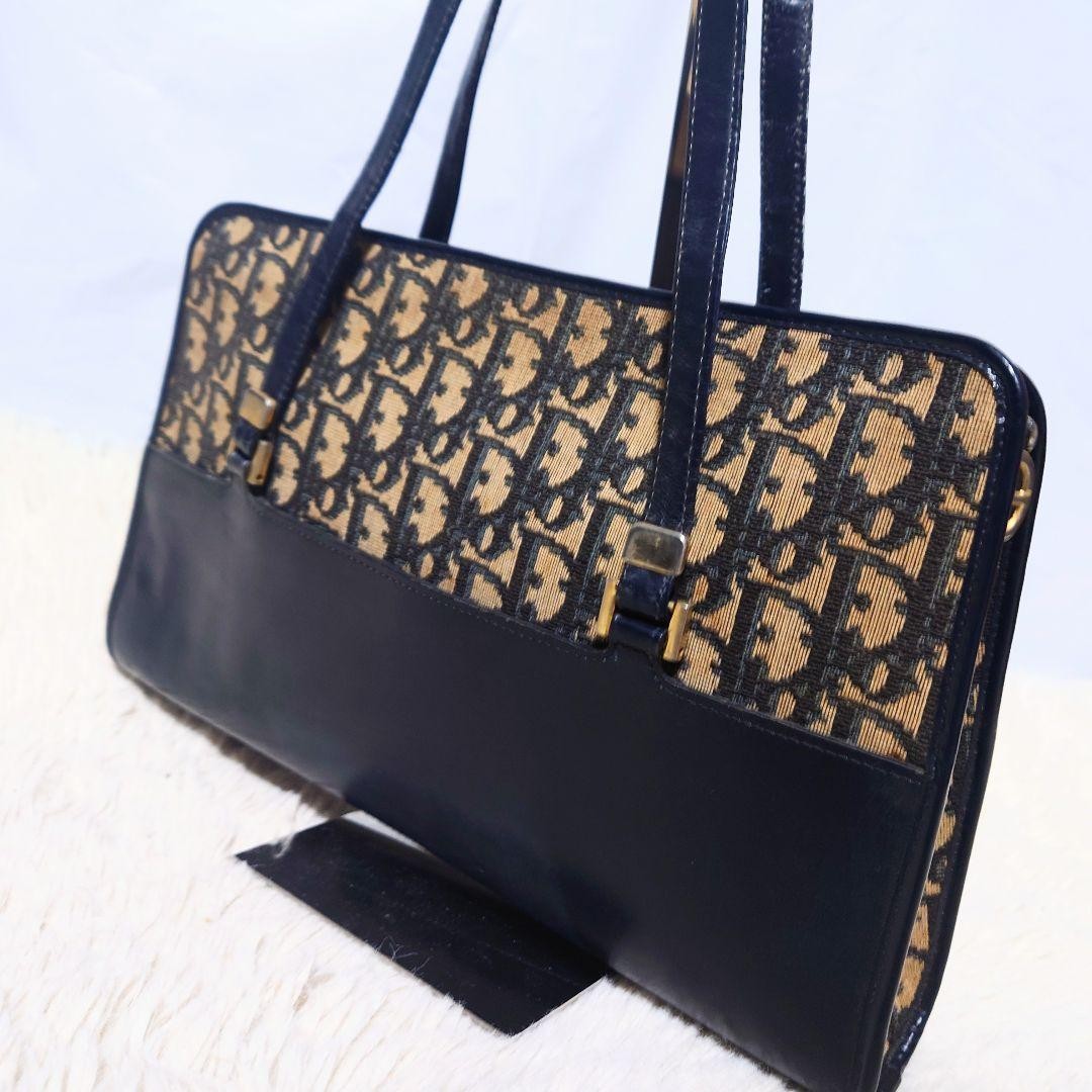 Christian Dior Trotter Tote Bag Monogram Canvas Leather Shoulder From Japan RIN