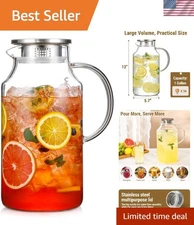 Glass Pitcher 1 Gallon with Lid Spout Borosilicate Cold Hot Drink Jug