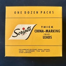 VTG SCRIPTO Thick China-Marking Wax Leads BROWN  ONE DOZEN PACKS  NEW OLD STOCK
