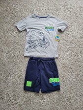 sonic the hedgehog boys short set size 7 short sleeve gray embroidery logo