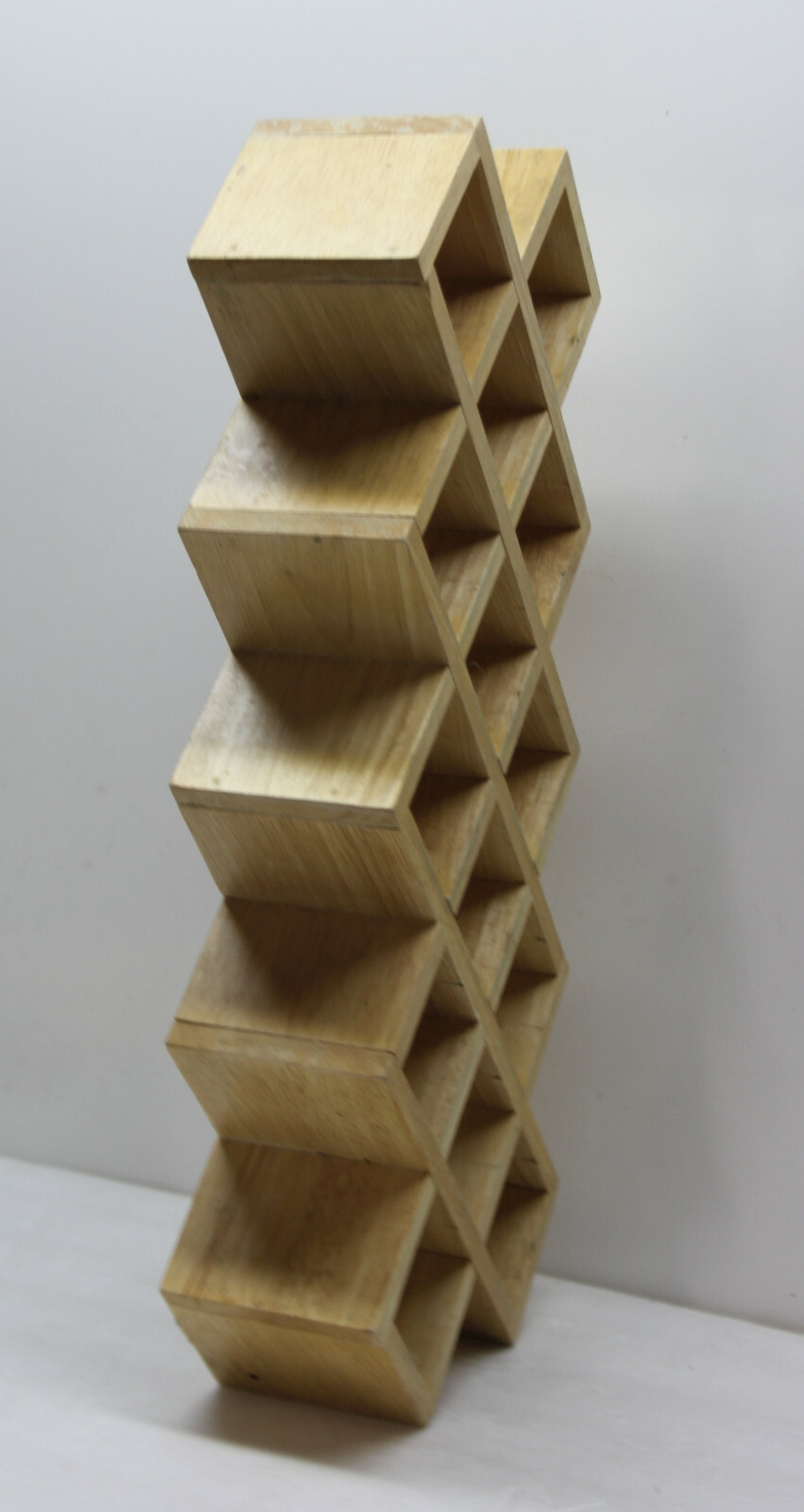 ⭐ Solid Oak Blond Wood Shelf Rack - Geometric Box Square Diamond Wall ...