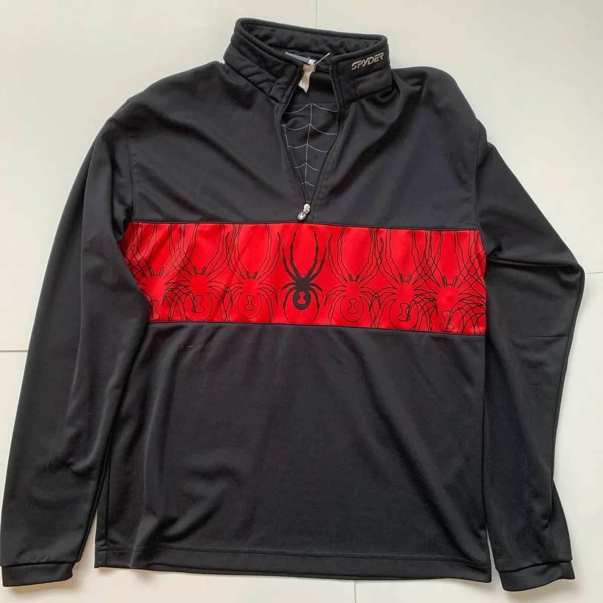 Spyder Pullover 1/4 Zip Red Dark Grey Gray Jacket RN# 64902 CA# 34456