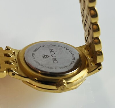 Vintage CROTON Ladies Gold Tone Watch Round Face Date Window 7.25” Bracelet Vintage Croton 14k Yellow Gold Quartz Ladies main image 4