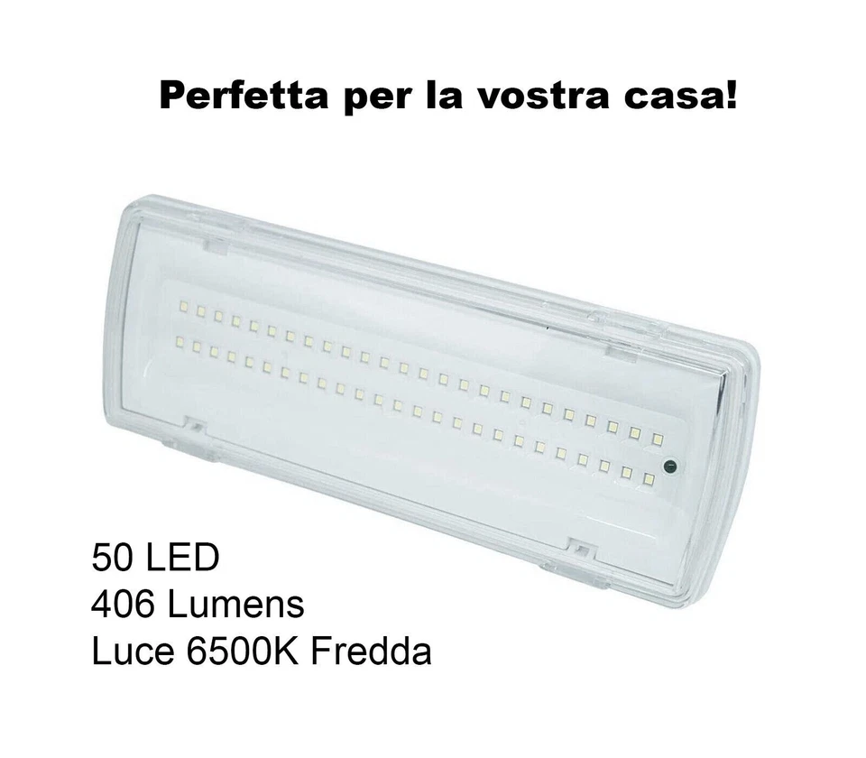 Lampada di Emergenza 50 LED Parete Incasso 4W Luce Fredda 406 Lumen - Immagine 4 di 4