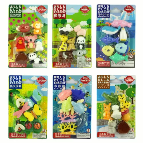 IWAKO Puzzle Coleccionando Toy Eraser Animales Set Hecho en Japón Conjunto diferente