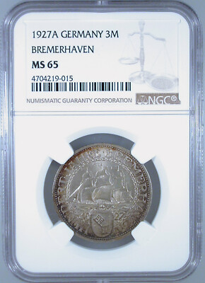 1927A Germany 3 Mark Bremerhaven MS-65 NGC Certified | eBay