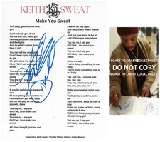 Keith Sweat Signed Make You Sweat Lyrics Sheet COA Exact Proof Autographed