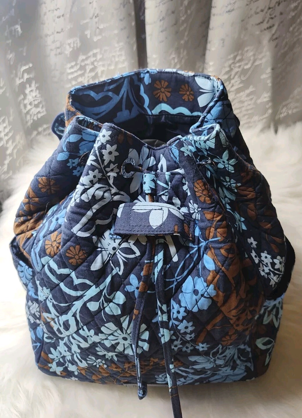 Vera Bradley Java Floral Drawstring Blue Backpack… - image 4