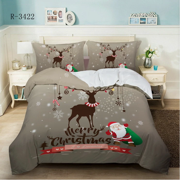 All Size Bed Ultra Soft Quilt Duvet Doona Cover Set Christmas Reindeer Santa - image 1 of 1