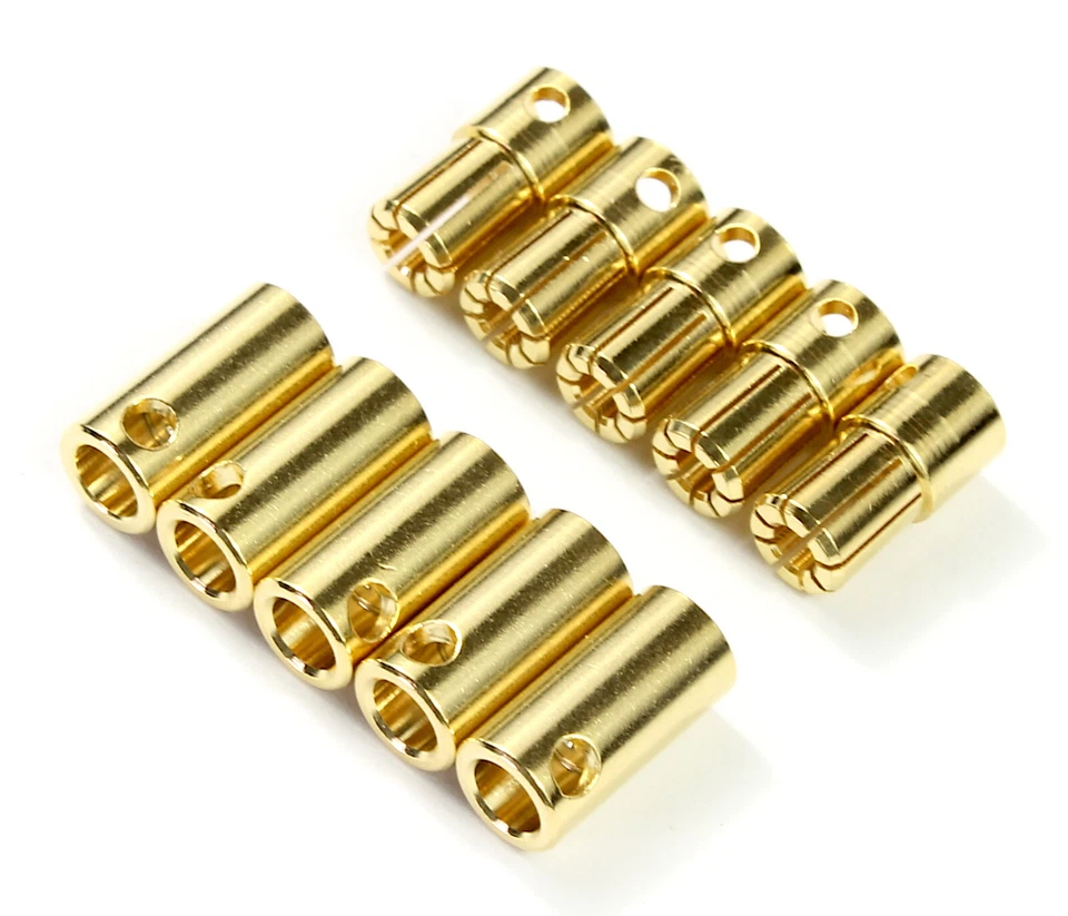 5 pairs 6.5mm Gold Bullet Connectors / Banana Plugs RC Car/Drone Lipo Battery - Image 3 of 4