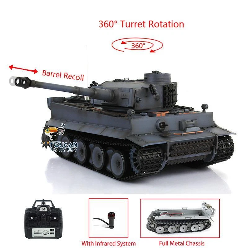 Henglong 1/16 3818 Tiger I RTR RC Tank Metal Chassis W/ Plastic Upper Hull Sound - Image 4 of 4