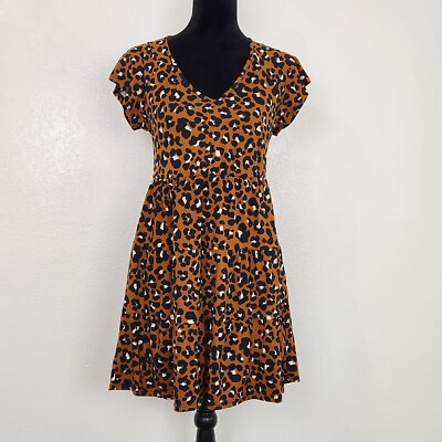 Altar'd State Brown/Black Short Sleeve Scoop Neck Thigh Length A-Line Dress  Sz M | eBay