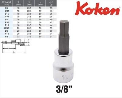 Koken Innensechskant-Steckschlüssel in Zoll mit 3/8'' Antrieb