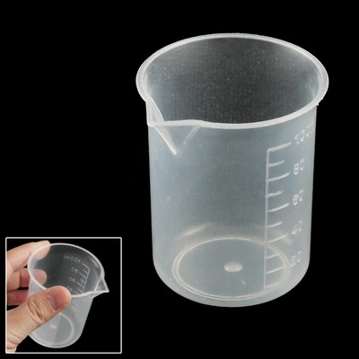 Laboratory Kitchen Clear White Plastic 100ml Measuring Cup Beaker Ebay