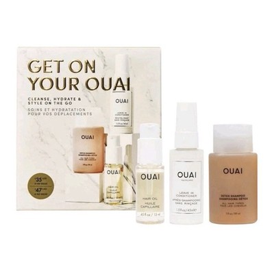 Ouai  Get on your Ouai  Set -Hair Oil, Leave In, Detox Shampoo-travel set - NIB