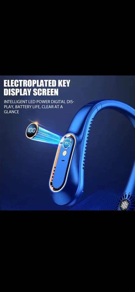 Ventilateur de cou USB 2000mAh | Silencieux LED Été Sport Canicule Voyage - Photo 3/4