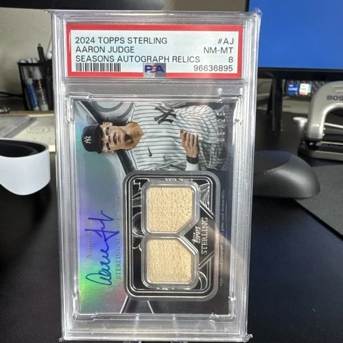 2024 Topps Sterling AARON JUDGE 06/25 Patch Auto Seasons Relic Refractor PSA 8