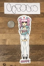 Vintage Hook Ups Skateboards LRG Skull Nurse Skateboard Sticker Anime Woman