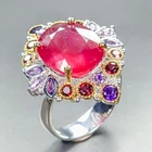 10 ct Gem quality Ruby Ring 925 Sterling Silver Size 8 /R463575