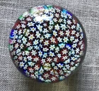 Murano Close Pack Flowers Cane Millefiori Paperweight 2.75" Multicolored