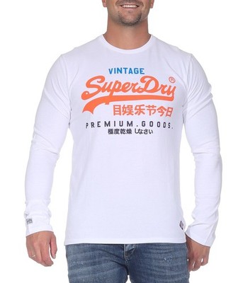 Superdry Herren Langarm Shirt M6010407A weiß Gr. S M L XL 2XL Longsleeve