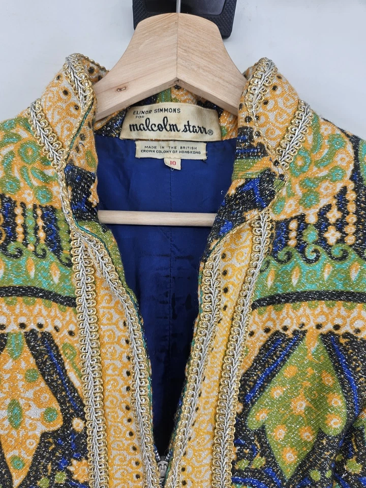 Casaco Brocado Vintage Malcolm Starr Mod Dourado Lamé Anos 1960 Feminino Tamanho 10  - Imagem 2 de 4