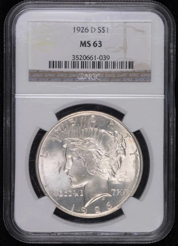1926 D Peace Silver Dollar NGC MS-63