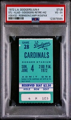SNUPER サンホセルカ券 1972 DODGERS RETIRE: JACKIE ROBINSON #42 SANDY KOUFAX #32 & CAMPY