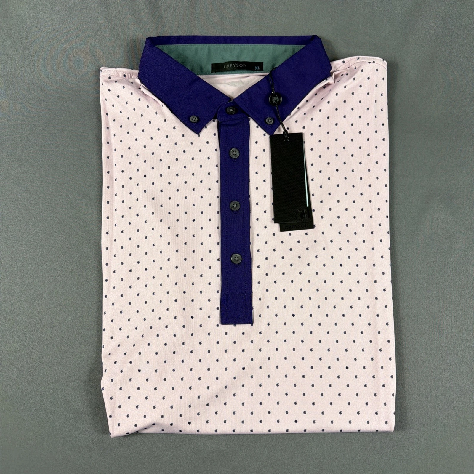 Greyson Golf Shirt Polo Icon G Print XL Pink Polyester Spandex NWT MSRP $118