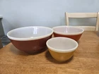 Vintage Pyrex Americana Fall Colored 3pc Banded Nesting Bowl Set