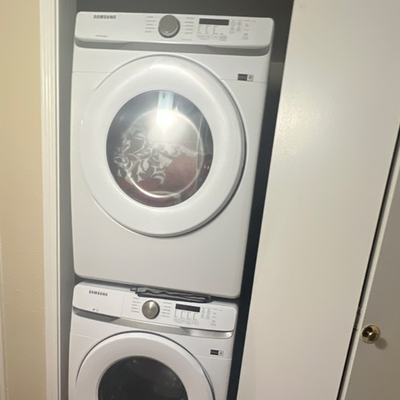 #ad Samsung Stackable Electric Washer amp; Dryer Set White Front Loading $500.00