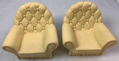 Pedigree Sindy 44517 Sessel Sessel-Paar Creme Beige Puppenmöbel Vintage 1980er