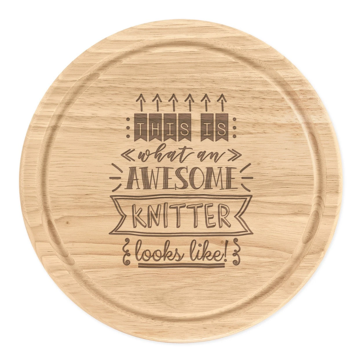 This Is What An Awesome Knitter Looks Like Round Chopping Cheese Board Funny