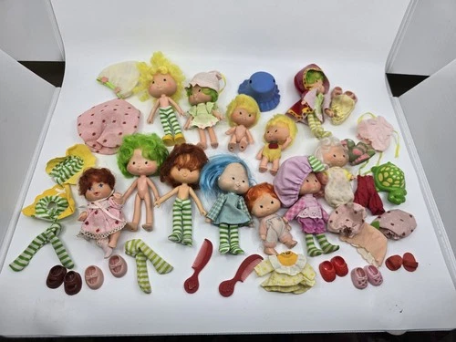 Vintage Mixed Lot of 12 Strawberry Shortcake Dolls + Accessories Clothing Shoes