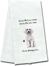 E&S Pets 711-28 White Poodle Dog Kitchen Towel, Off-white