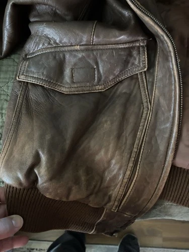 80s Adam Spencer Men's Brown Leather Bomber Jacket Zip Lined 44T soft image 6