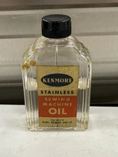 Vntg Sears Kenmore Stainless Sewing Machine Oil Glass Bottle 2/3 Full Oil Can