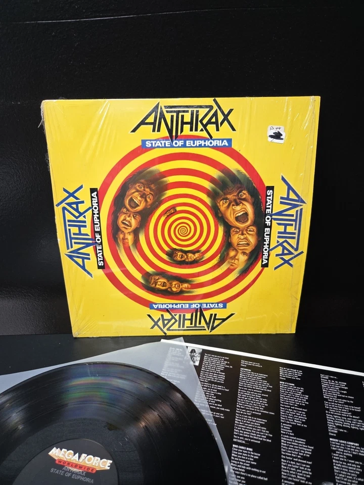 Anthrax State Of Euphoria Lp Vinyl OG 1988 1st Press Shrink/Insert VG+/NM- Wax - Image 2 of 4
