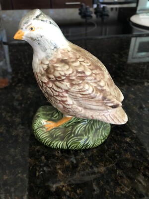 Vintage Art Pottery Bird Quail Handpainted Hobbyist Signed Aunt Grace 1968
