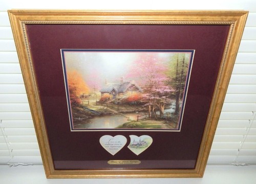 Thomas Kinkade Print Matted Frame Stepping Stone Cottage w/ Hearts READ DESC!!!