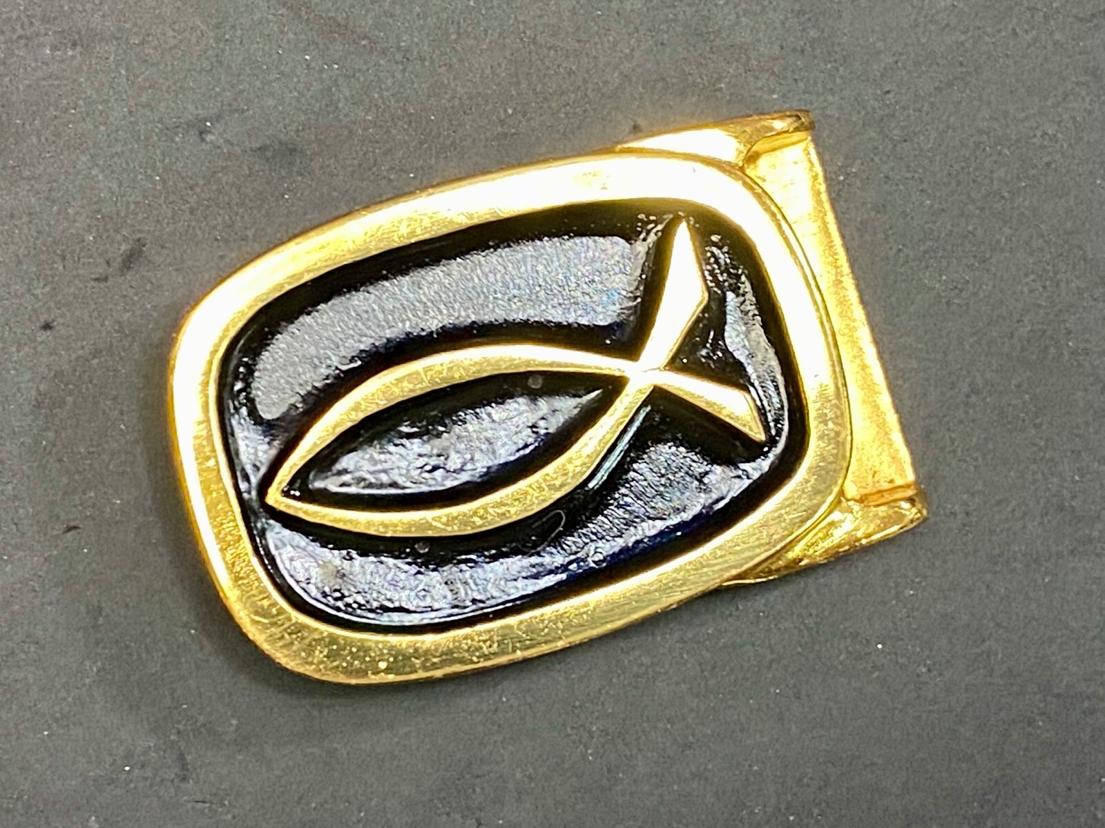 Jesus Fish IXOYE Christian Symbol Brass 2" Belt Buckl… Gem