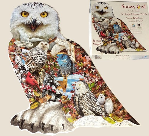 SunsOut Snowy Owl Shaped 650 Piece Jigsaw Puzzle By Lori Schory - Picture 1 of 6