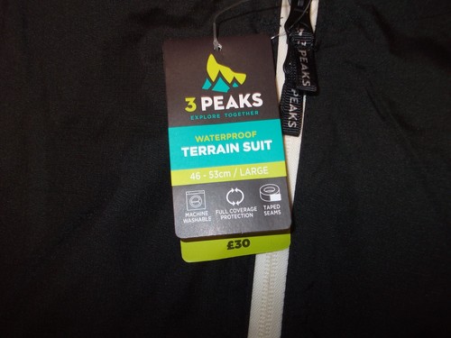 3 Peaks Waterproof & Windproof Full Cover Hundeanzug Schwarz LARGE 46 bis 53 cm Rücken - Bild 9 von 9