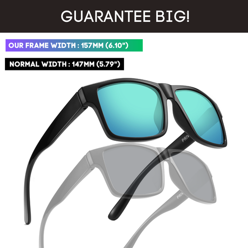 Privel XXL Size Extra Large Square Polarized Sunglasses for Big Wide Heads 157MM - Picture 21 of 71