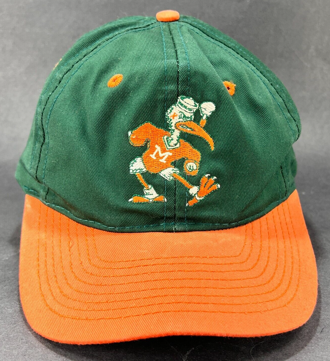 Vtg Miami Hurricanes Snap Back Cap Hat Top Of The World Green