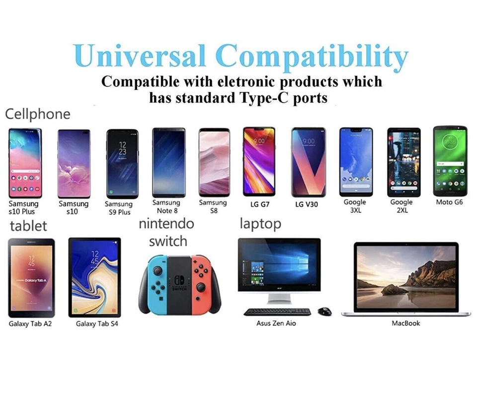 Lote a granel Cable USB-C Tipo C para Samsung S10 S20 Cargador Rápido Cable de Carga Foto 2 de 4