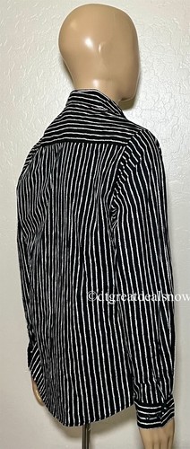 Smash Men's Black White Stripe Long Sleeve Button Up Size MEDIUM Shirt Casual - Picture 6 of 10