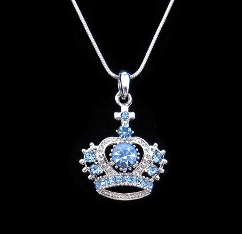 COLLANA CIONDOLO CIONDOLO CORONA CRISTALLO DIADEMA PRINCIPESSA REALE RE REGINA TONO ARGENTO - Foto 7 di 13